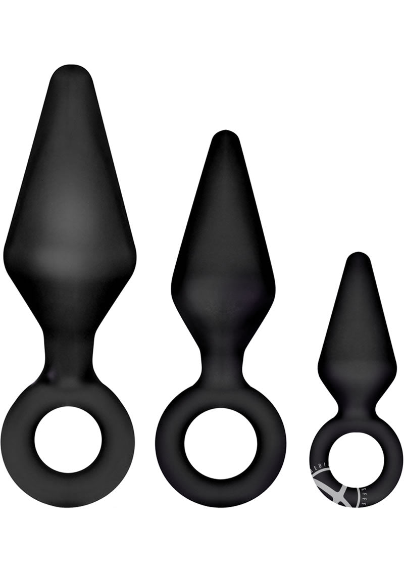 Luxe Night Rimmer Silicone Anal Kit (3 piece kit) - Black