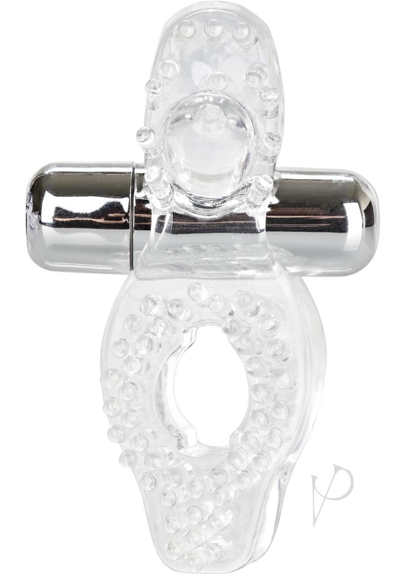 Passion Enhancer Vibrating Cock Ring Cock Ring with Clitoral Stimulation - Clear
