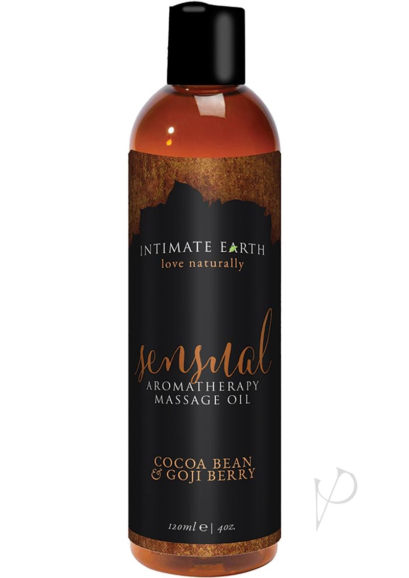 Intimate Earth Sensual Aromatherapy Massage Oil Cocoa Bean and Goji Berry 4oz