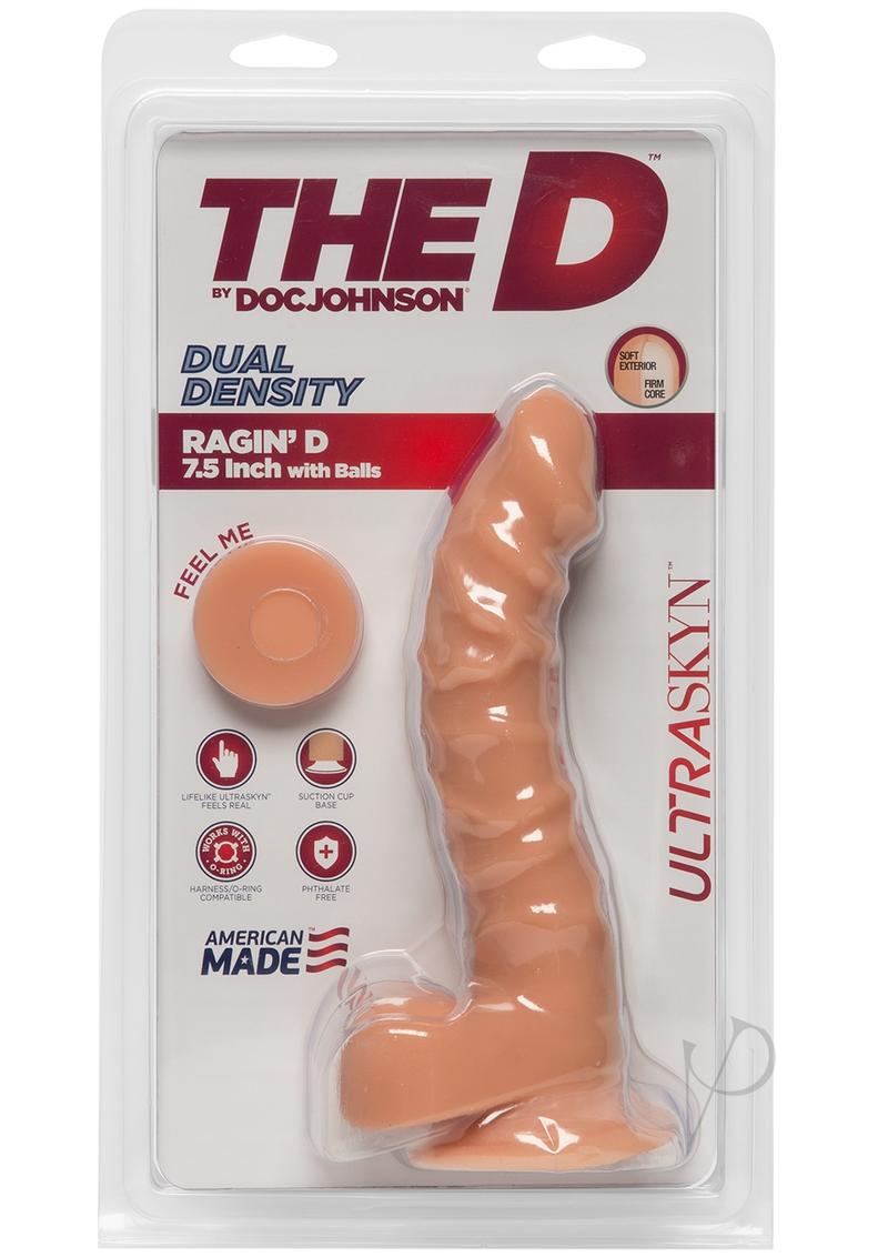The D Ragin D Ultraskyn Dildo With Balls 7.5in Vanilla