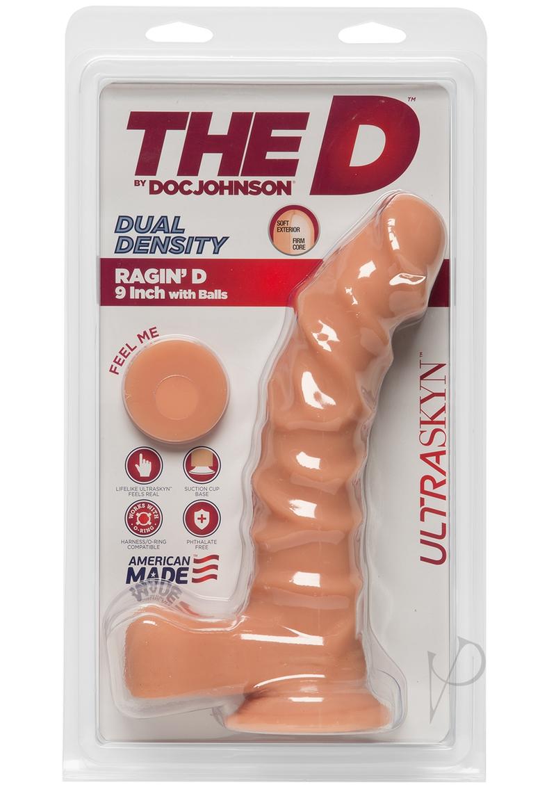 The D Ragin D Ultraskyn Dildo with Balls 9in - Vanilla