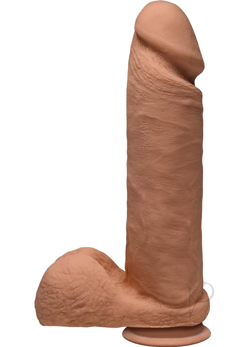 The D Perfect D Ultraskyn Dildo with Balls 8in - Caramel