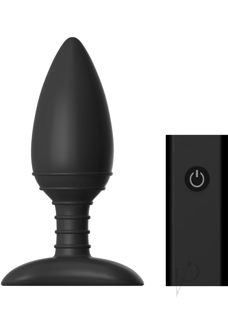 Nexus Ace Rechargeable Silicone Vibrating Butt Plug with Remote Control - Medium - Black