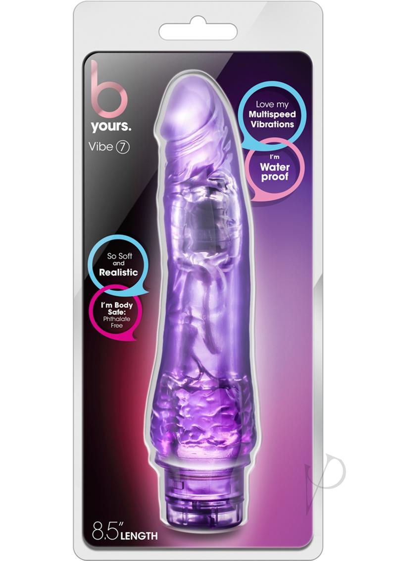 B Yours Vibe 7 Vibrating Dildo 8.5in - Purple