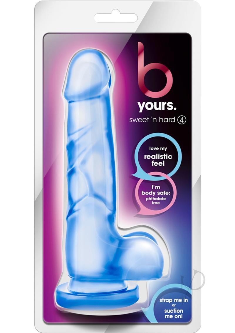 B Yours Sweet N' Hard 4 Dildo with Balls 7.75in - Blue