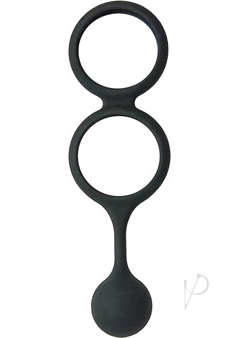 My Cock Ring Scrotum Ring with Weighted Ball Banger Silicone Cock Ring - Black