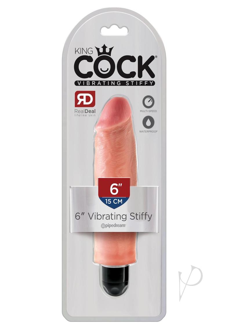 King Cock Vibrating Stiffy Dildo 6in - Vanilla
