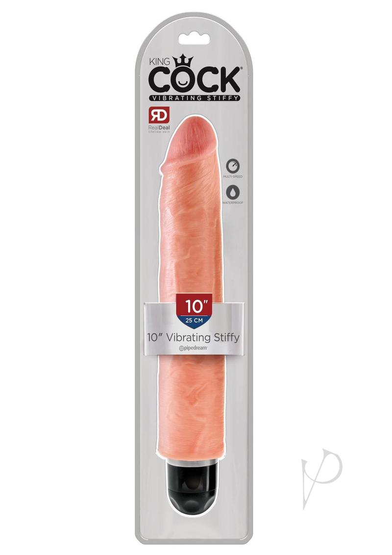King Cock Vibrating Stiffy Dildo 10in - Vanilla