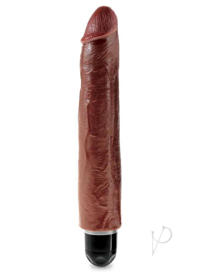 King Cock Vibrating Stiffy Dildo 10in - Chocolate