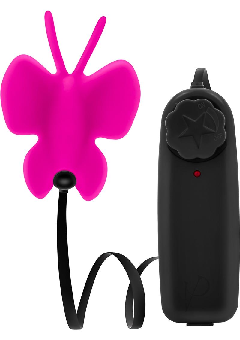 Luxe Butterfly Teaser Silicone Egg with Wired Remote Control - Fuchsia