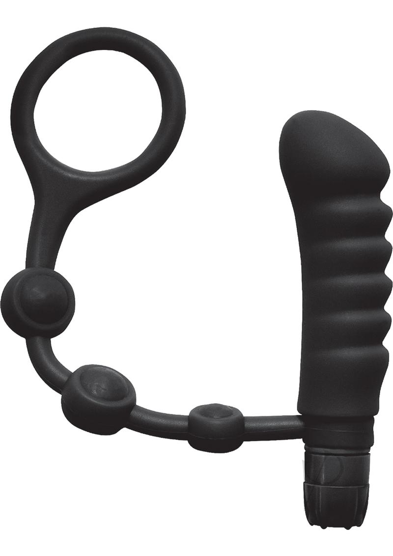 My Cock Ring Silicone Cock Ring with Vibrating Butt Plug - Black