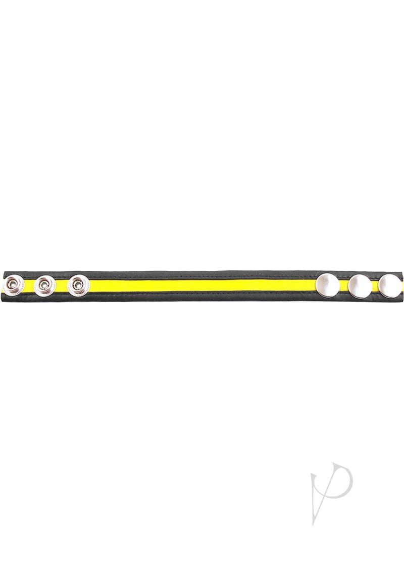 Rouge Leather Adjustable Cock Strap - Black and Yellow