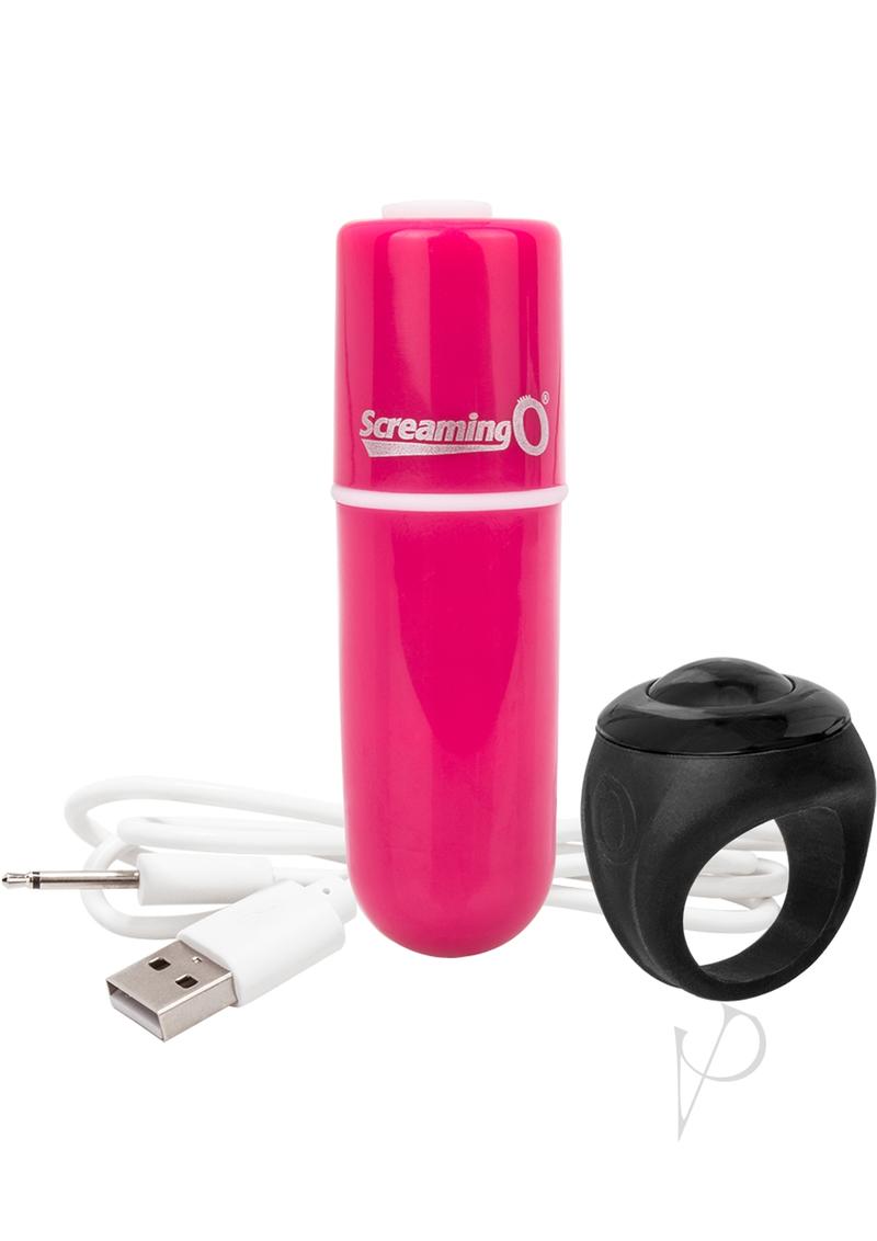 Vooom Silicone USB Rechargeable Bullet with Remote Control - Pink