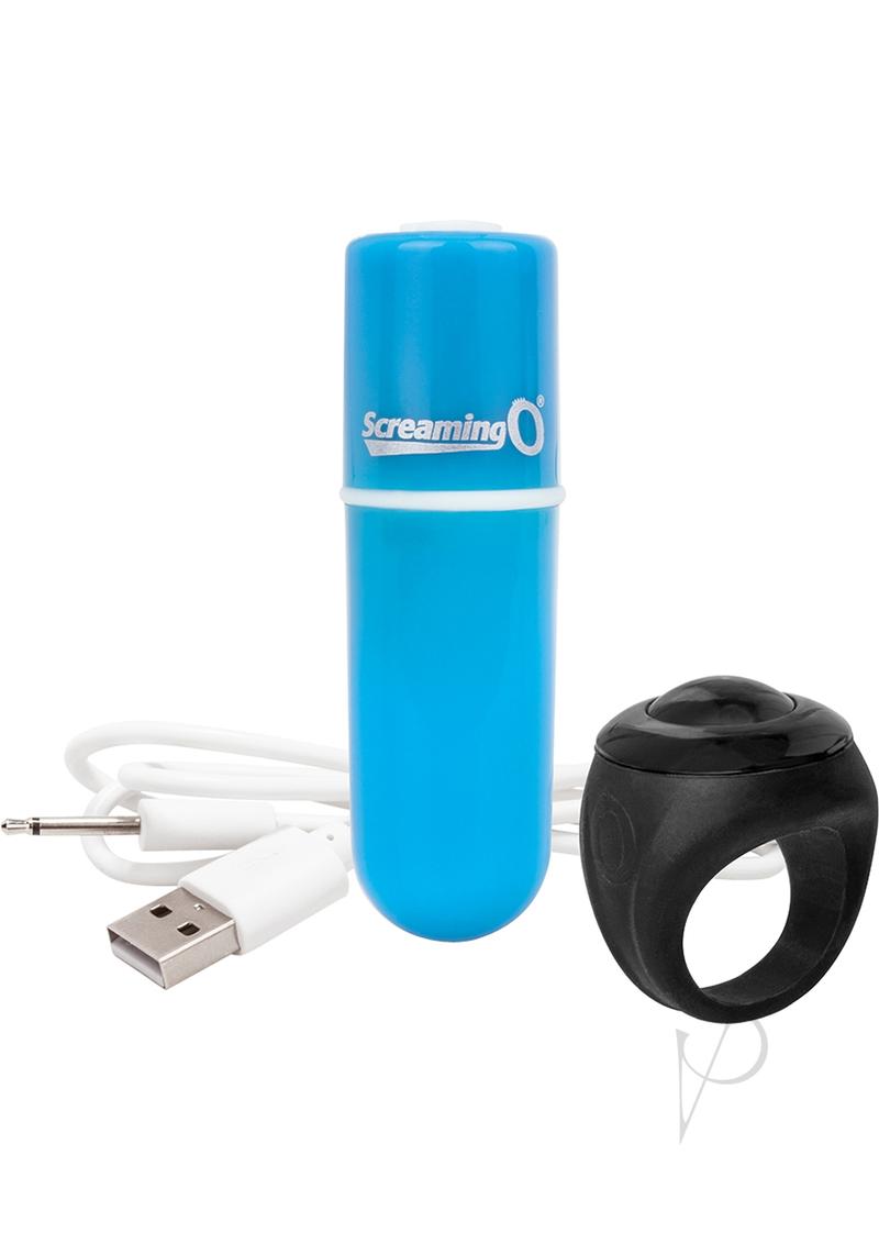 Vooom Silicone USB Rechargeable Bullet with Remote Control - Blue