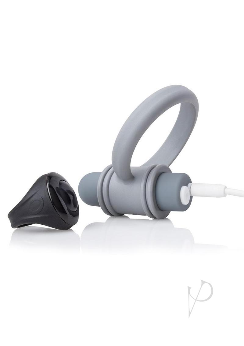 My Secret USB Rechargeable Vibrating Silicone Cock Ring Set For Him with Remote Control Ring - Grey