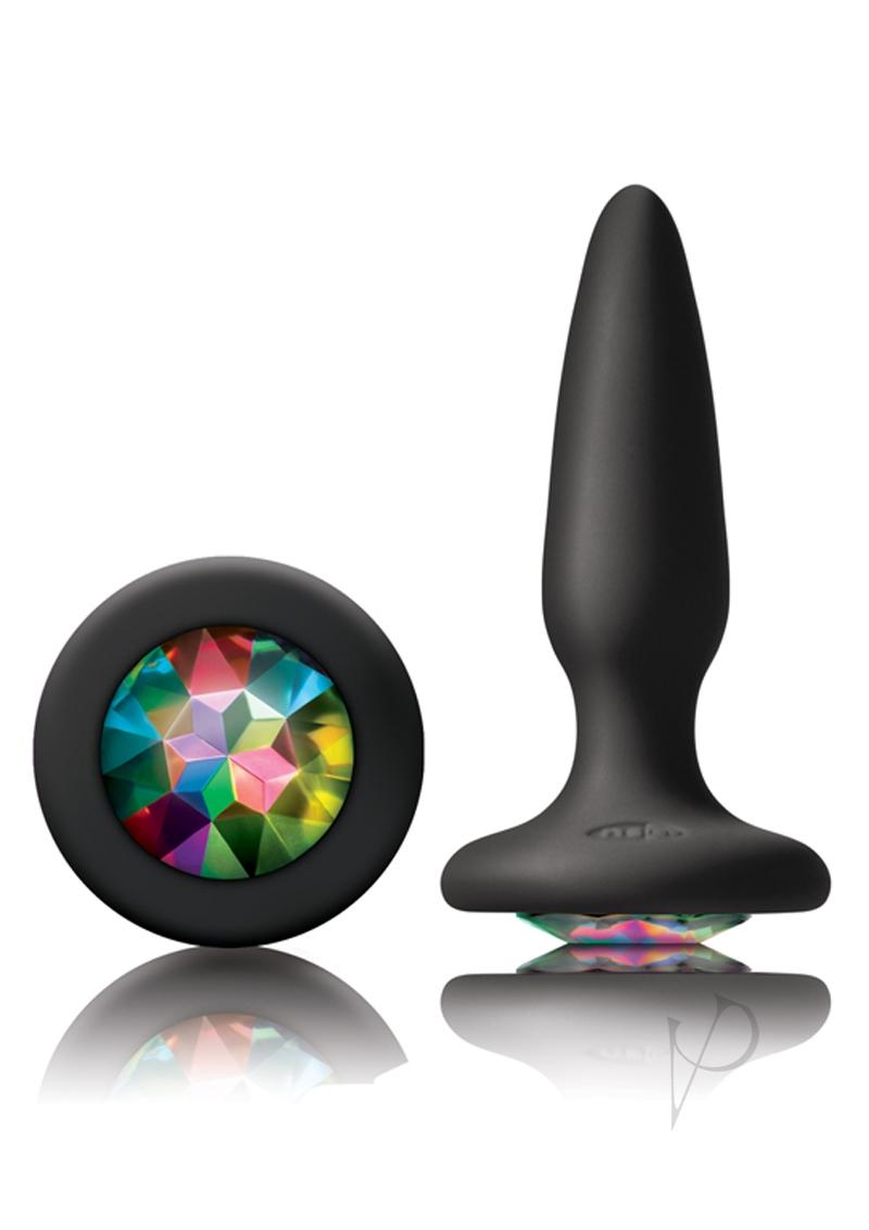 Glams Mini Silicone Butt Plug Rainbow Gem - Black