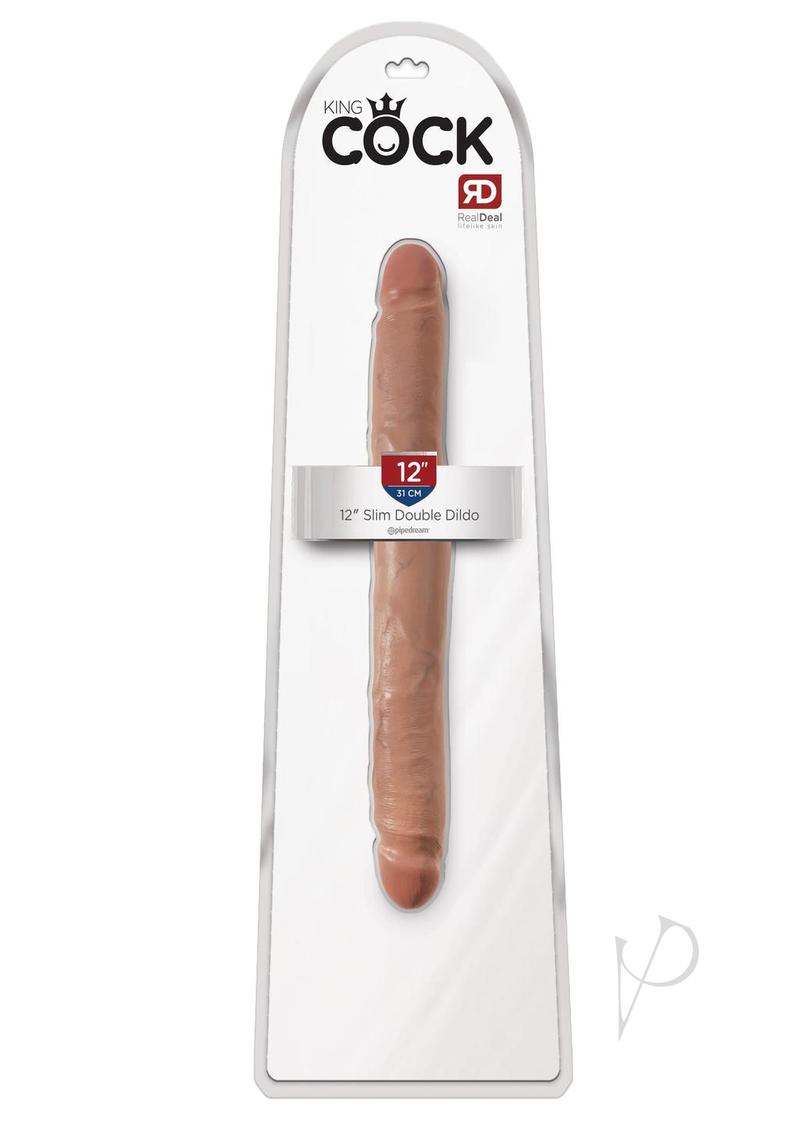 King Cock Slim Double Dildo 12in - Caramel
