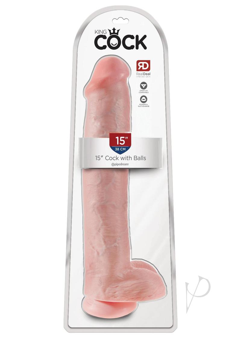 King Cock Dildo with Balls 15in - Vanilla