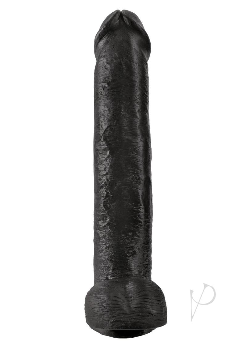 King Cock Dildo with Balls 15in - Black