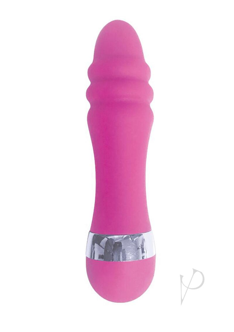 The 9`s - Pinkies, Ridgy Silicone Mini Vibrator 4.5in - Pink