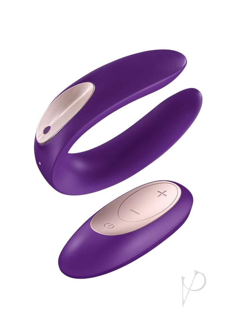 Satisfyer Double Plus Rechargeable Silicone Couples Vibrator with Remote Control 3.46in - Purple