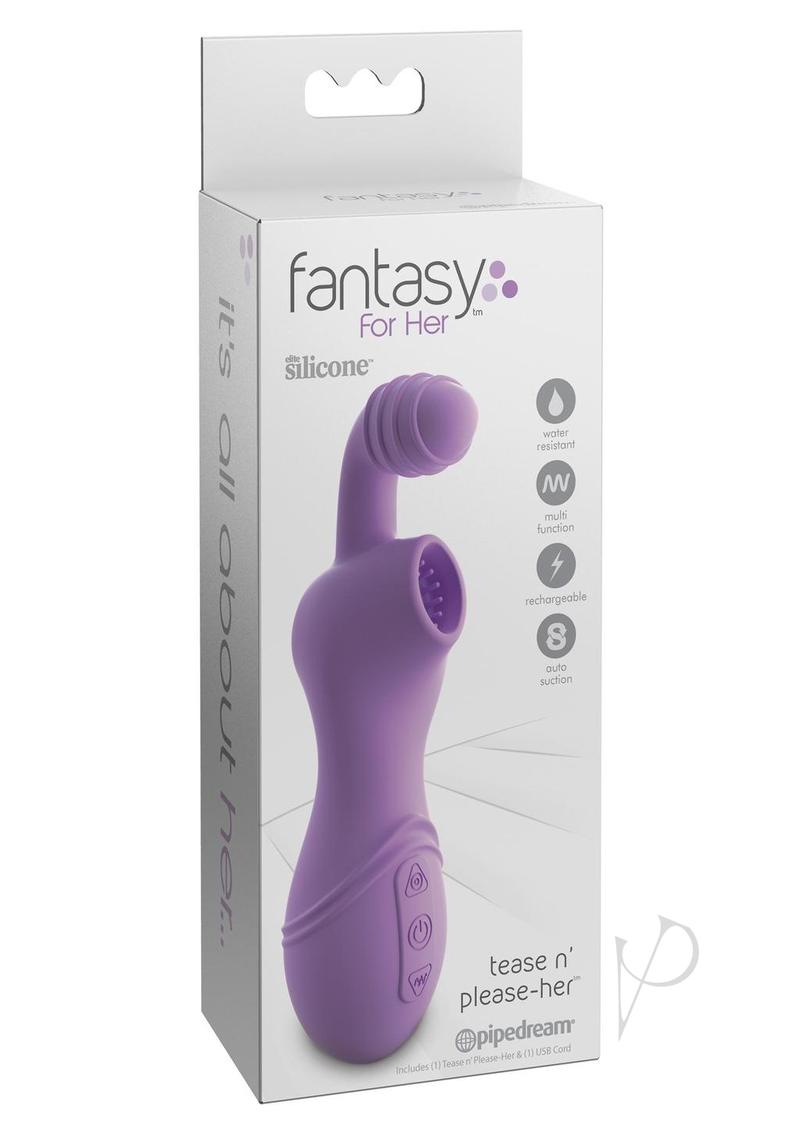 Fantasy For Her Tease N' Please Her USB Rechargeable Silicone Clitoral Stimulator Waterproof 6.5in - Purple