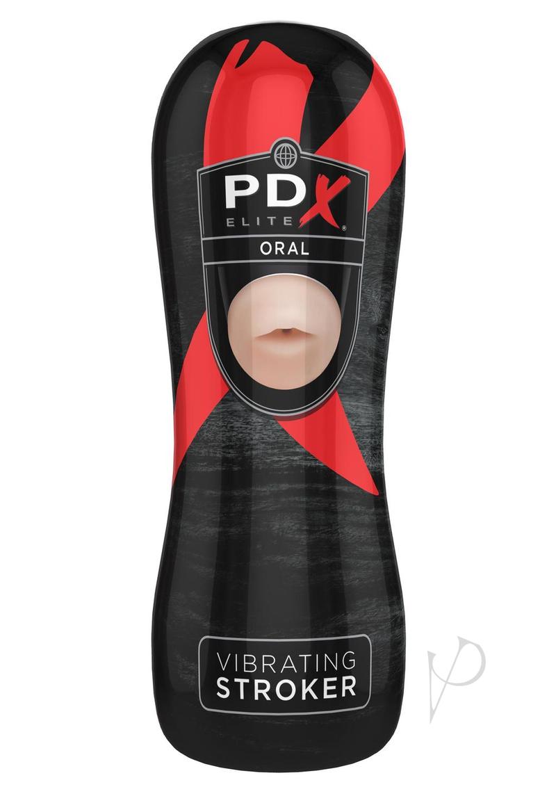 PDX Elite Vibrating Oral Masturbator with Bullet - Mouth - Vanilla/Black