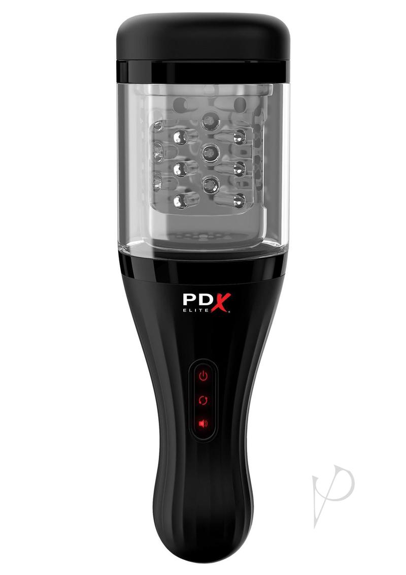 PDX Elite Rechargeable Talk Dirty Rotobator Masturbator - Pussy - Clear/Black