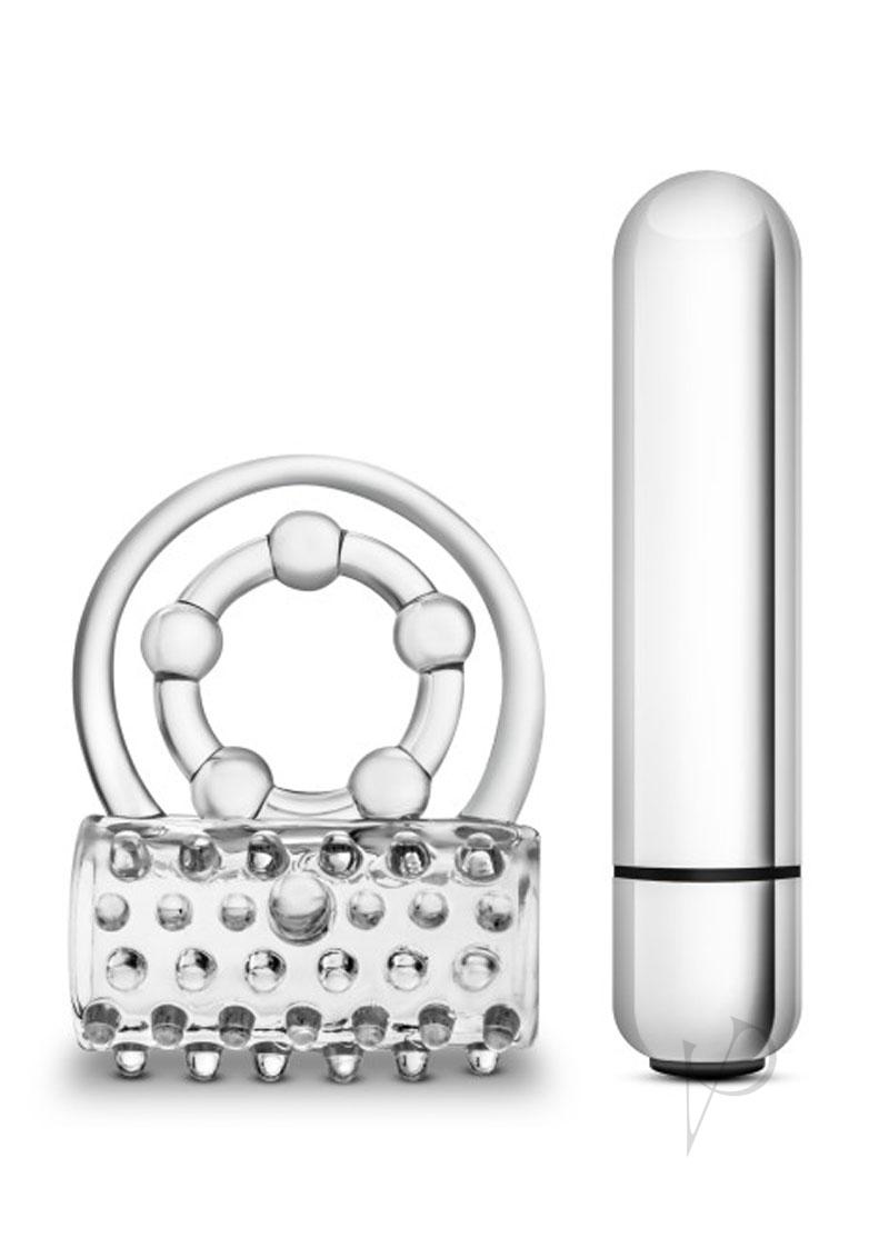 Stay Hard Vibrating Super Clitifier Cock Ring With Bullet - Clear
