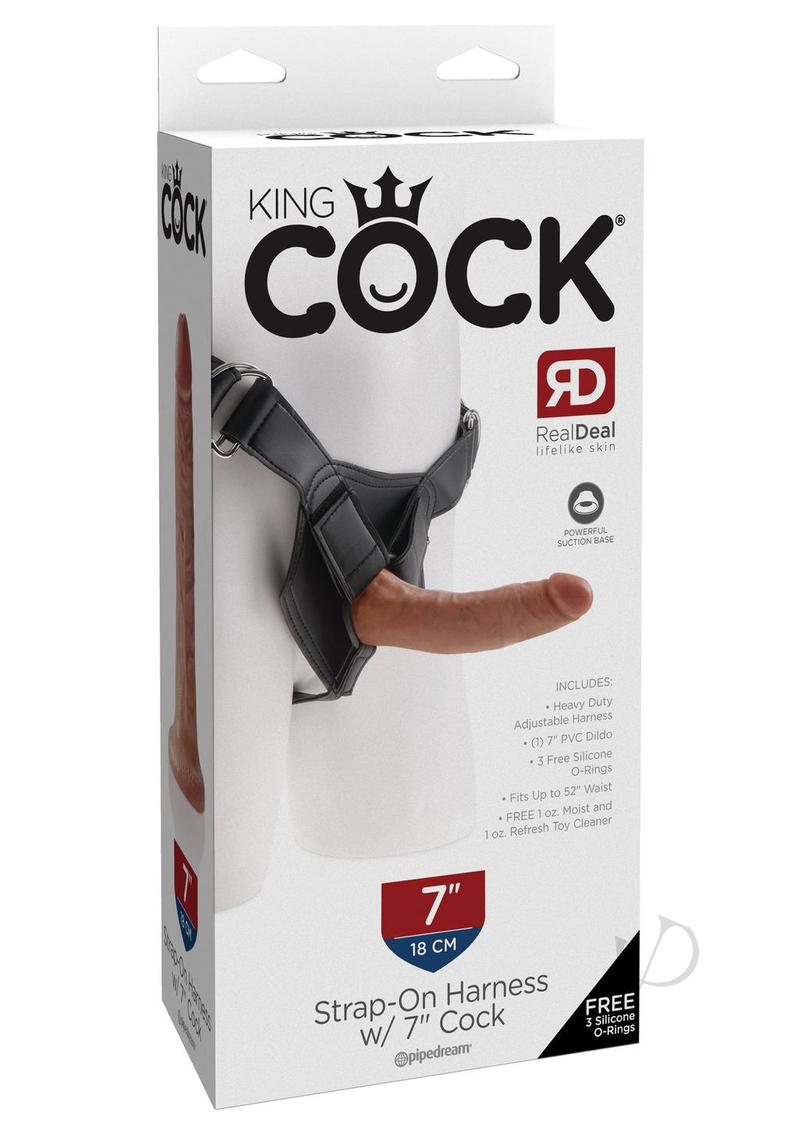 King Cock Strap on Harness with Dildo 7in - Caramel