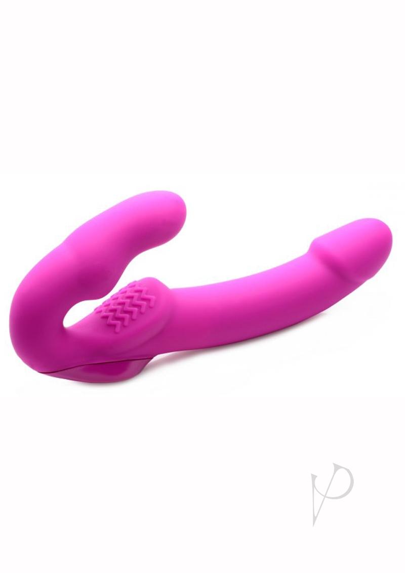 Strap U Evoke Super Charged Rechargeable Silicone Vibrating Strapless Strap On - Pink
