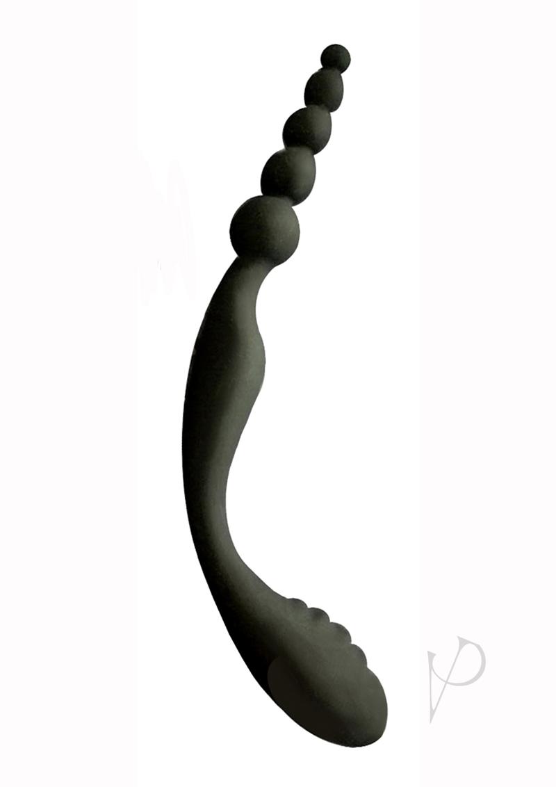 The 9`s - S-Double Header Double Ended Silicone Anal Beads - Black