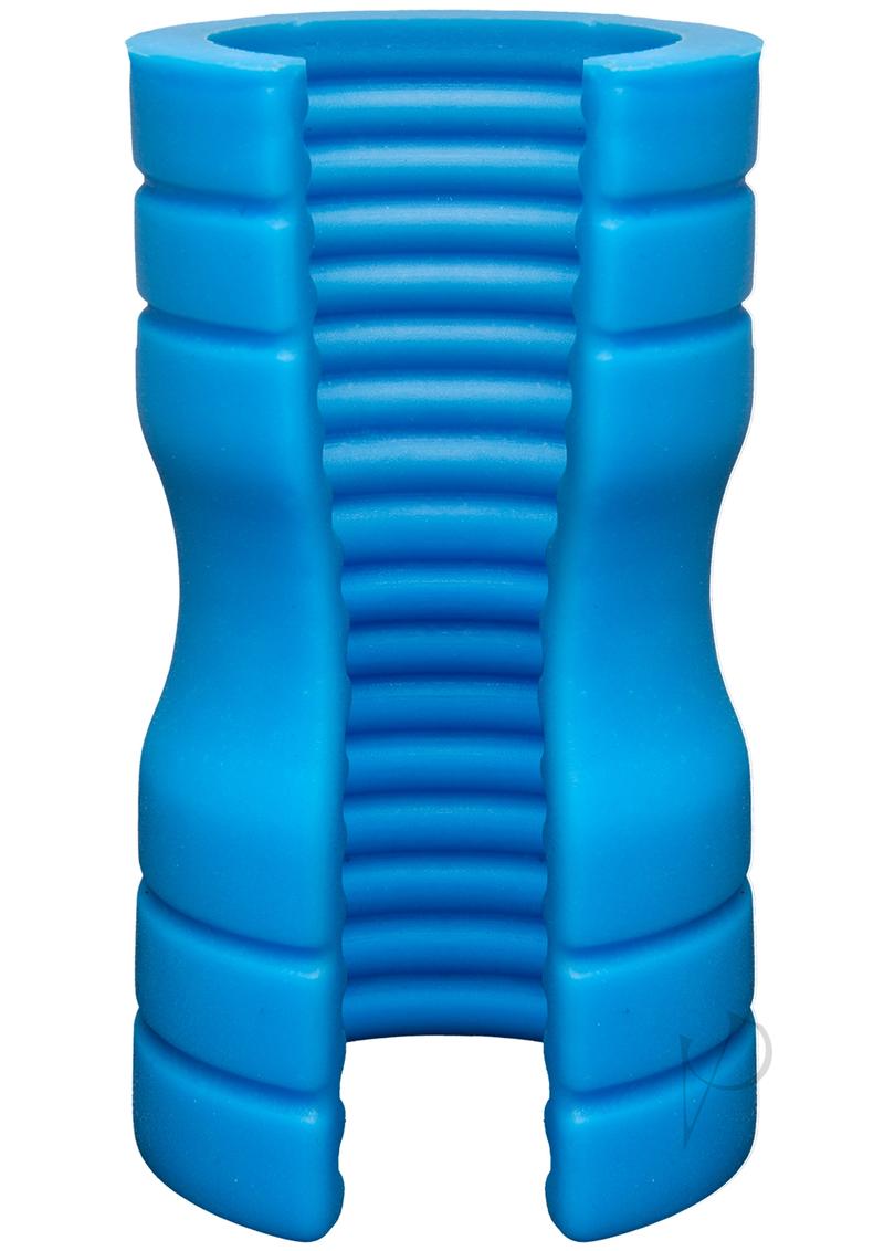OptiMALE Ribbed Truskyn Silicone Masturbator - Blue
