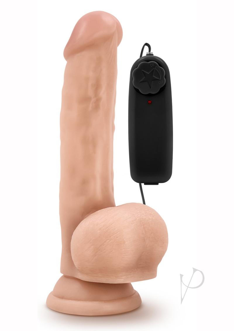 Dr. Skin Silver Collection Dr. Jay Vibrating Dildo with Balls and Wired Remote Control 8.75in - Vanilla