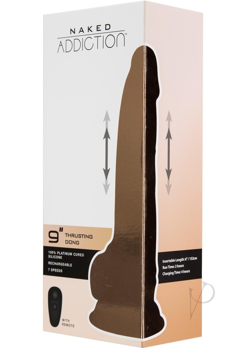 Naked Addiction Silicone Rechargeable Thrusting Dildo with Remote Control 9in - Vanilla