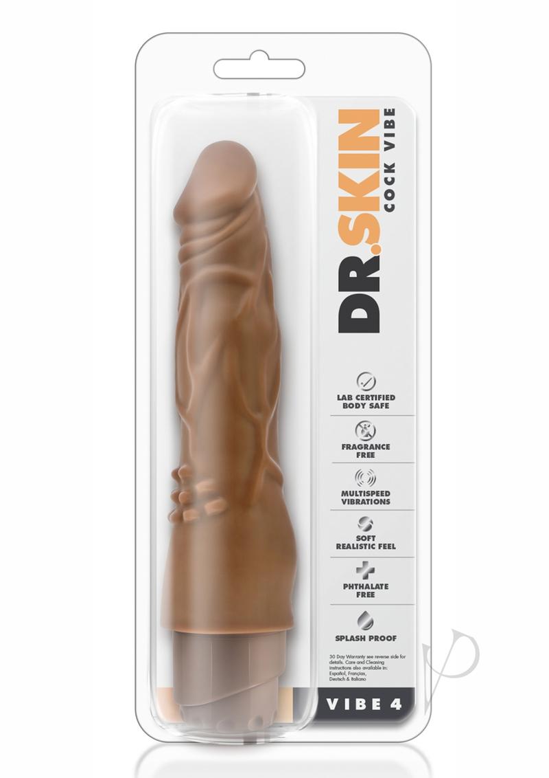 Dr. Skin Silver Collection Cock Vibe 4 Vibrating Dildo 8in - Caramel