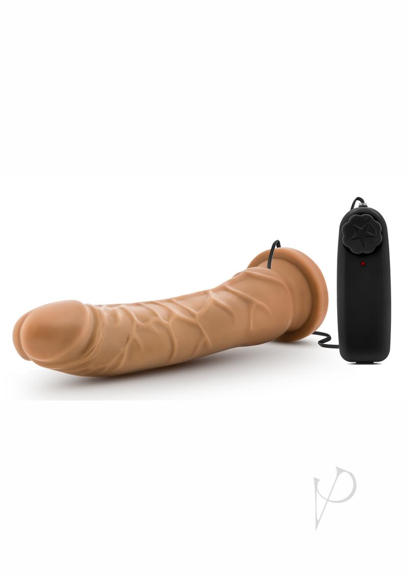 Dr. Skin Silver Collection Vibrating Cock with Suction Cup and Wired Remote Control 8.5in - Caramel