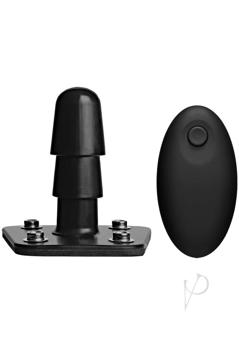 Vac-U-Lock Vibrating Plug with Rechargeable Harness Accessory and Remote Control - Black