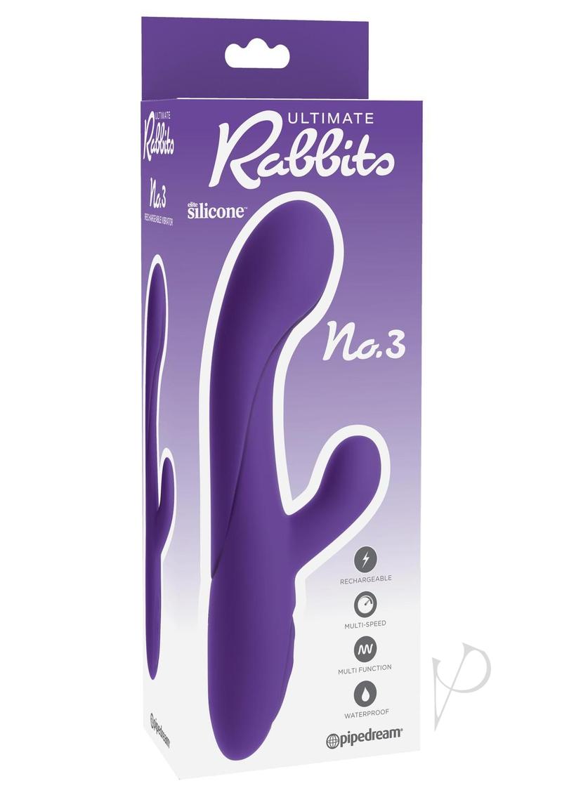 Ultimate Rabbits No 3 Vibrator Multi Speed Waterproof Rechargeable - Plum
