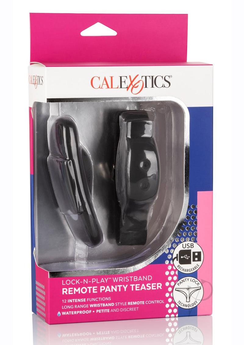 Lock-N-Play Wristband Remote Panty Vibe Tease Massager Silicone - Black