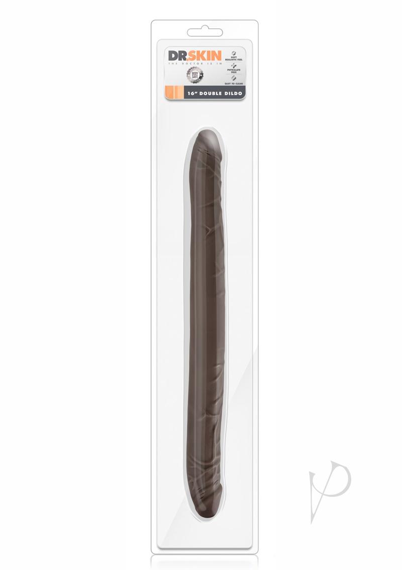 Dr. Skin Silver Collection Double Dildo 16in - Chocolate