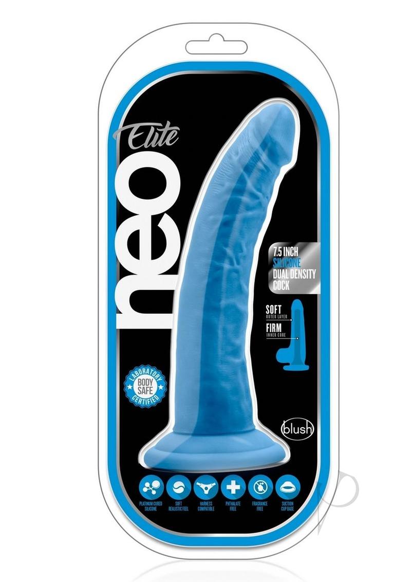 Neo Elite Silicone Dual Density Cock 7.5in - Neon Blue