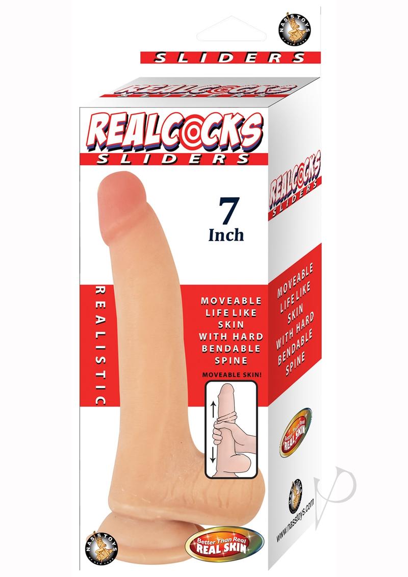 Realcocks Sliders Dildo with Balls 7in - Vanilla