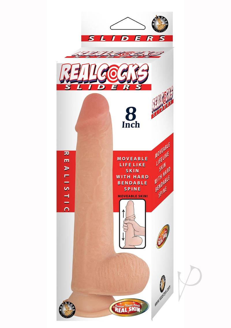 Realcocks Sliders Dildo with Balls 8in - Vanilla