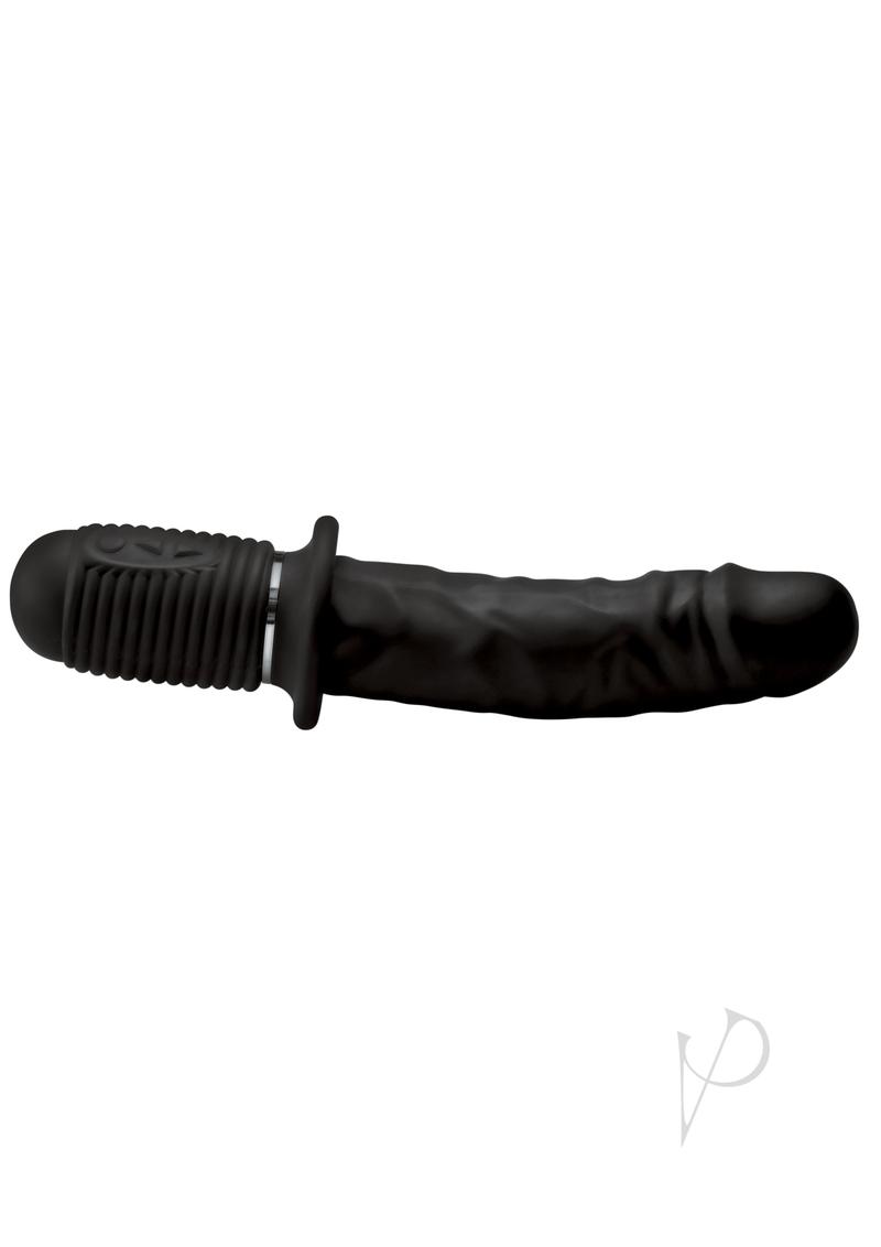 Master Series Power Pounder Vibrating and Thrusting Silicone Dildo - Black