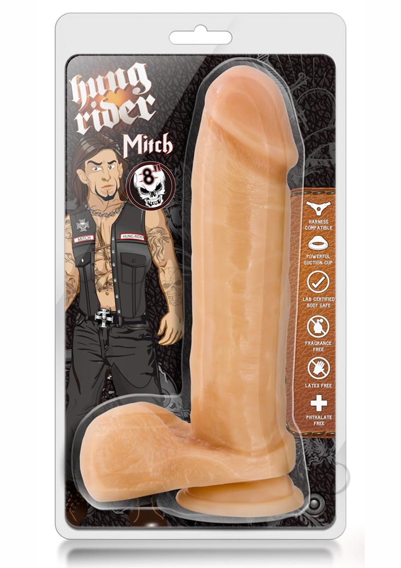 Hung Rider Mitch Dildo with Balls 8in - Vanilla