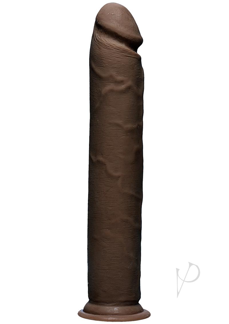 The D Realistic D Ultraskyn Dildo 12in - Chocolate