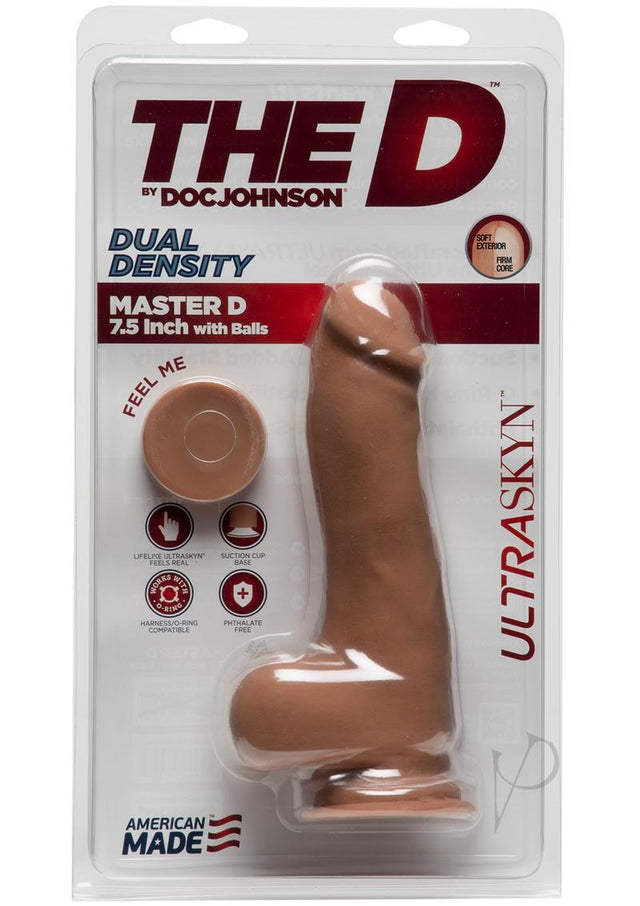 The D Master D Ultraskyn Dildo with Balls 7.5in - Caramel