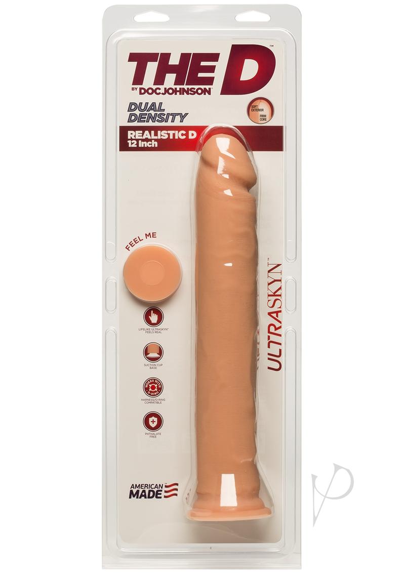 The D Realistic D Ultraskyn Dildo 12in - Vanilla