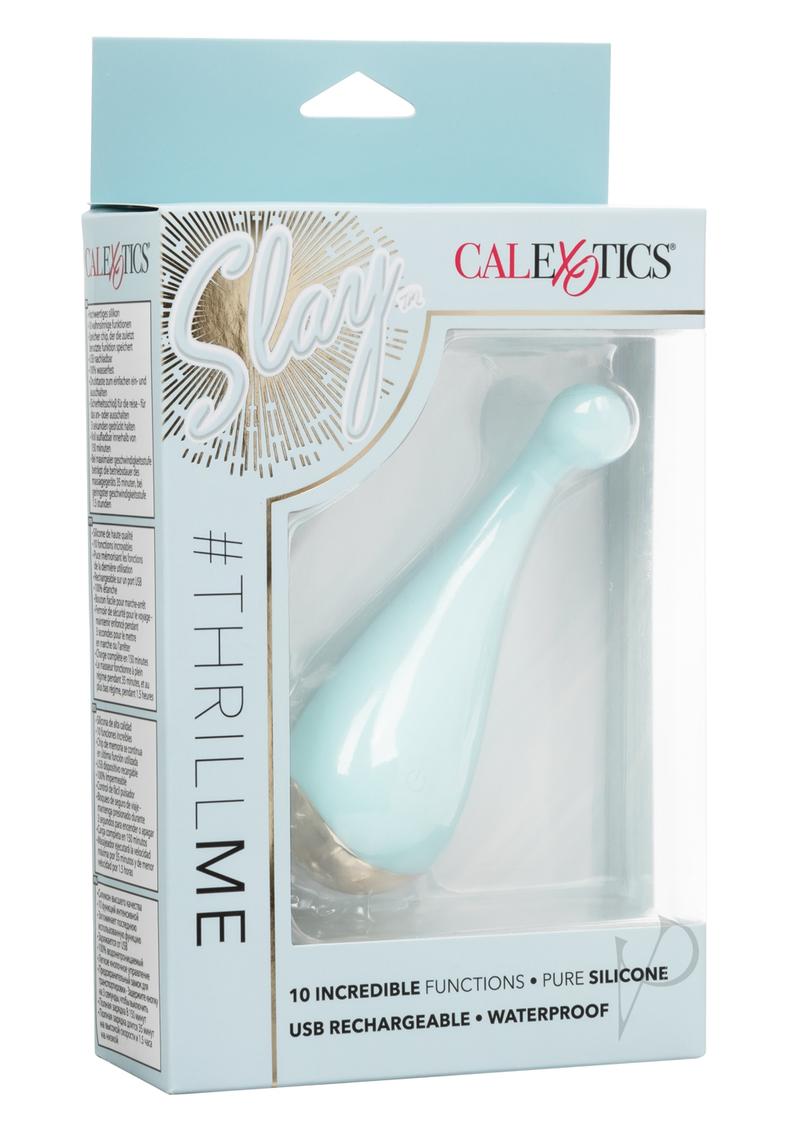 Slay #ThrillMe Rechargeable Silicone Curved Vibrator - Blue